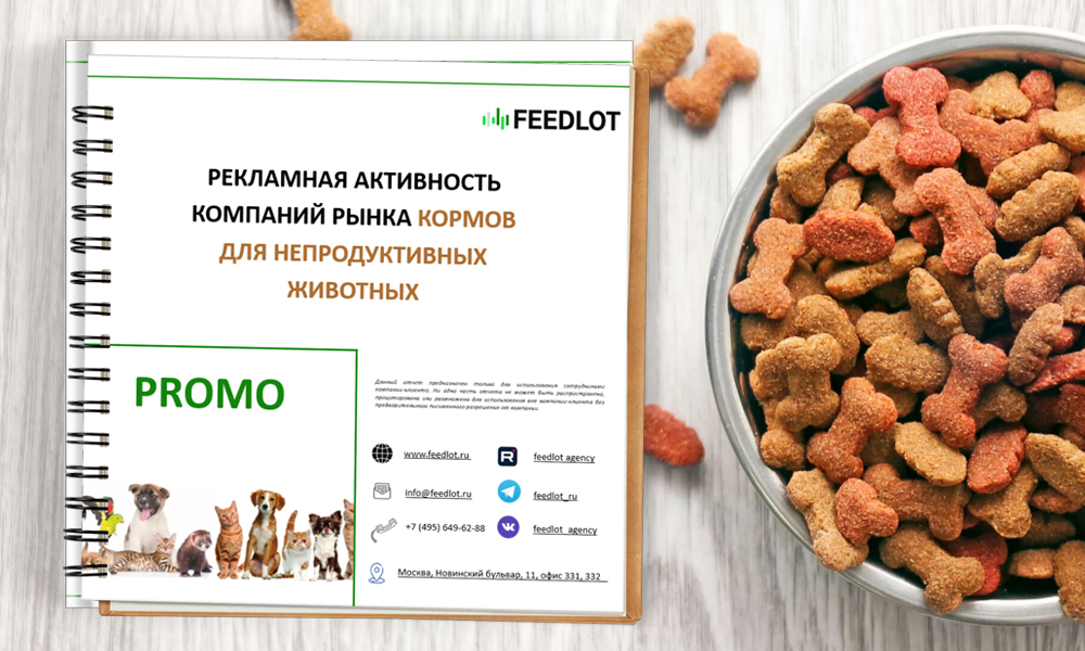 Рекламная активность компаний рынка кормов для непродуктивных животных (июль 2025)