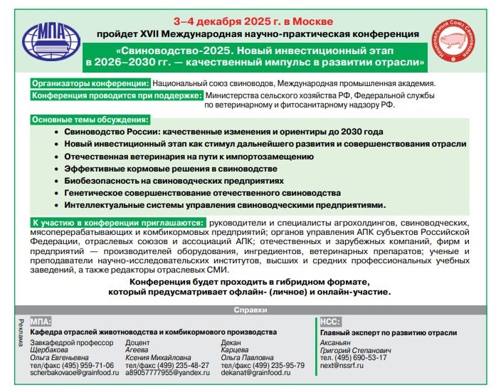 Свиноводство — 2025