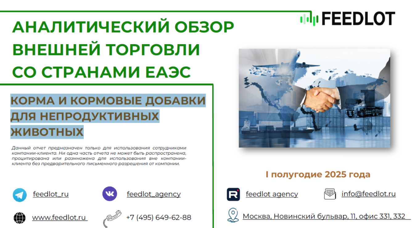 Аналитический обзор внешней торговли со странами ЕАЭС: корма и кормовые добавки для непродуктивных животных