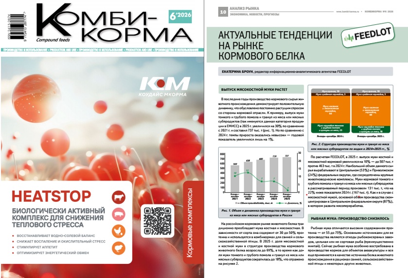 В журнале «Комбикорма» опубликован аналитический обзор FEEDLOT «Актуальные тенденции на рынке кормового белка»